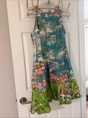 Tracy Reese Green, Blue & Pink Printed Midi Dress